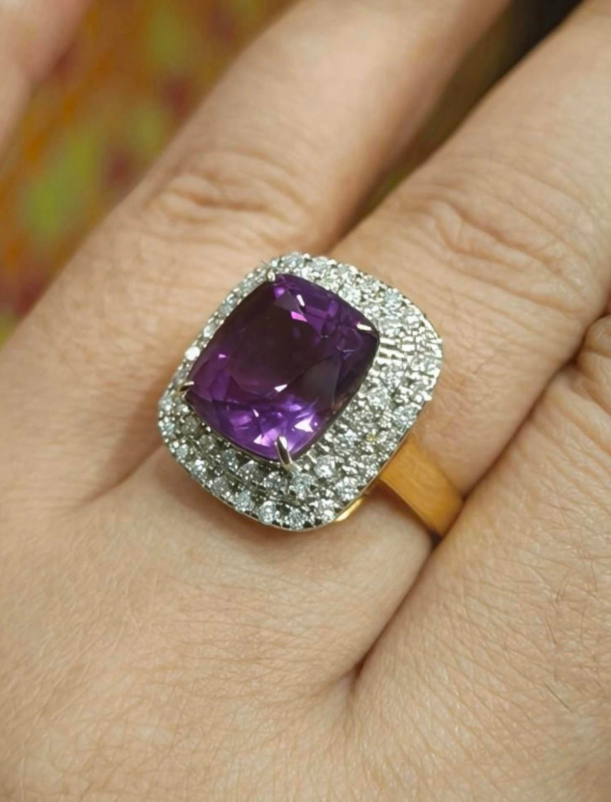 Natural Amethyst & Diamond earrings, ring, and pendant