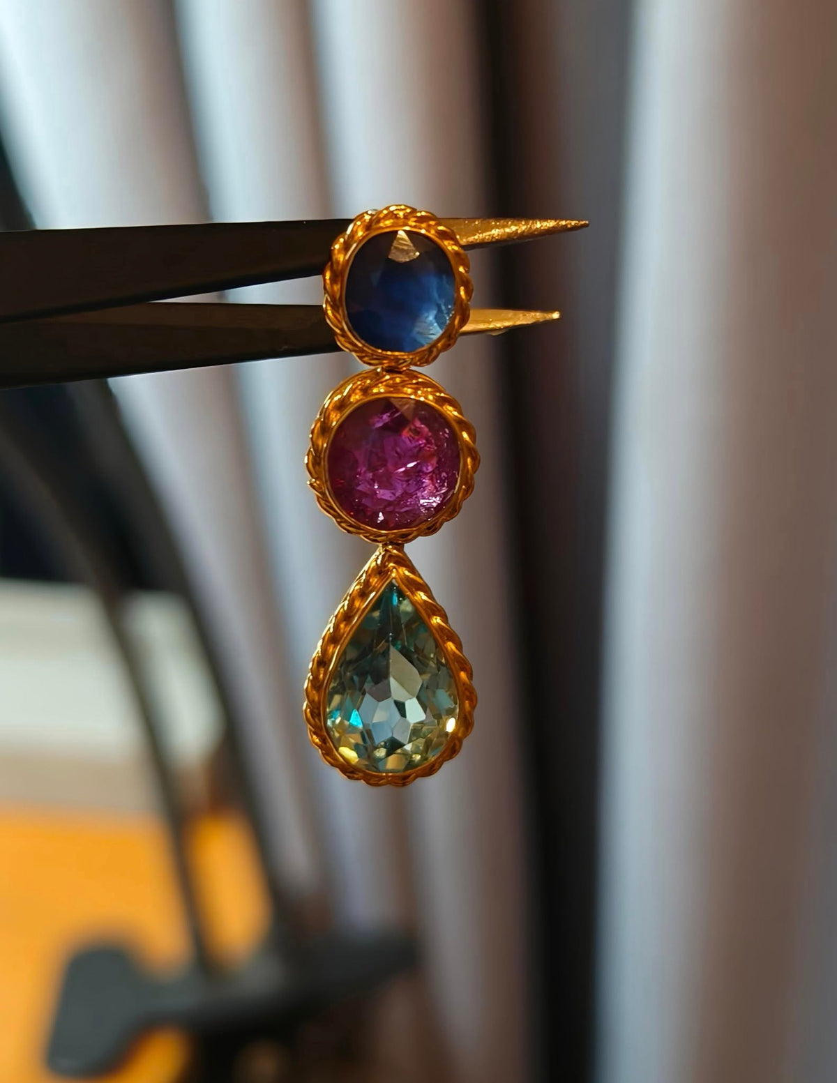 Natural Ruby, Sapphire, Topaz Pendant