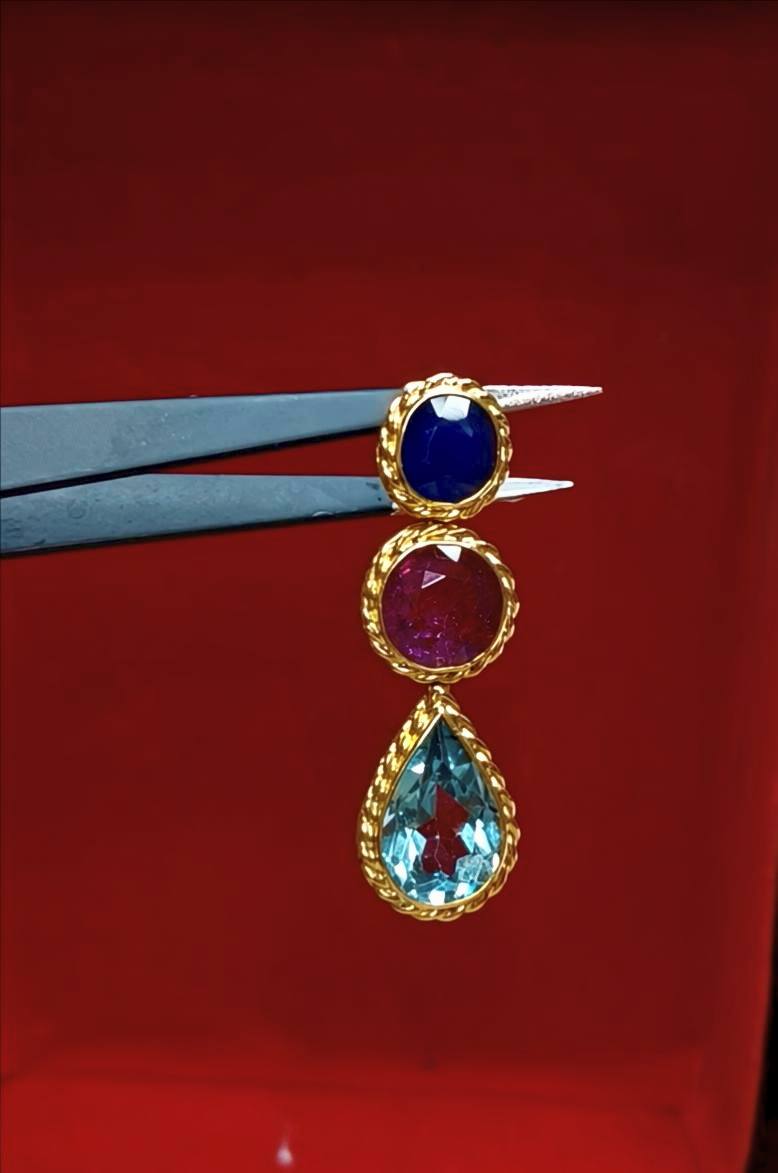 Natural Ruby, Sapphire, Topaz Pendant
