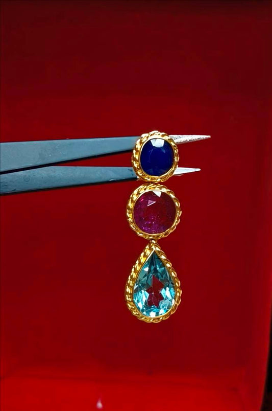 Natural Ruby, Sapphire, Topaz Pendant