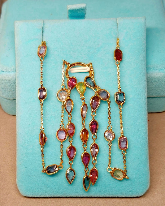 Spinel Necklace in 20k solid gold with dream catcher pendant