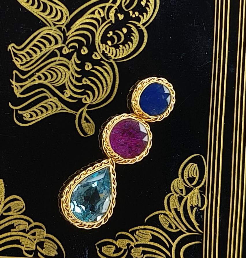 Natural Ruby, Sapphire, Topaz Pendant